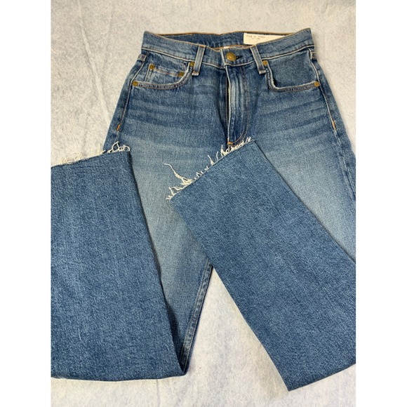Rag & Bone Women's 23 ‎ Harlow mid rise Straight Jeans Frayed denim blue jeans - Picture 2 of 8